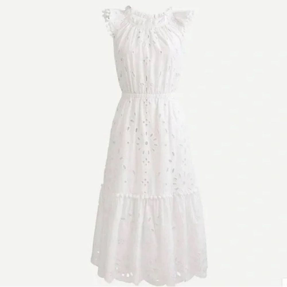 J.Crew NWT white eyelet midi dress cotton new with tag